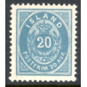 Island. 1896-97.  20 aur. BLÅ. AFA nr. 14B **postfrisk st. stemplet FDC