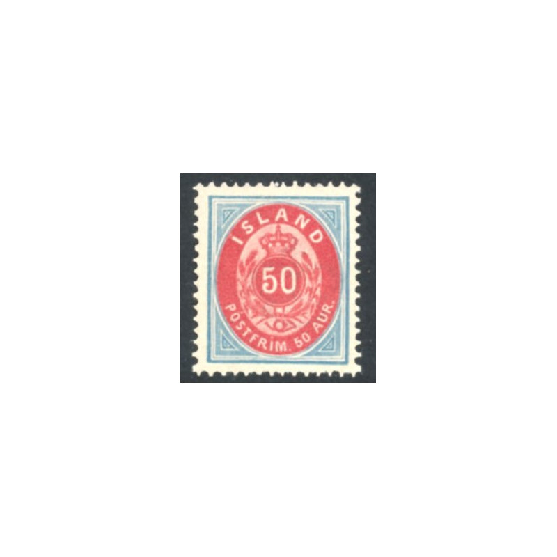 Island. 1892.  50 aur. VM II. AFA nr. 16A **   postfrisk st. stemplet FDC