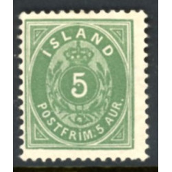 Island. 1896-97.  5 aur. AFA nr. 13B ** postfrisk st. stemplet FDC