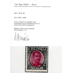 Island. 1920. Chr. X. AFA nr. 95 **  postfrisk st. stemplet FDC