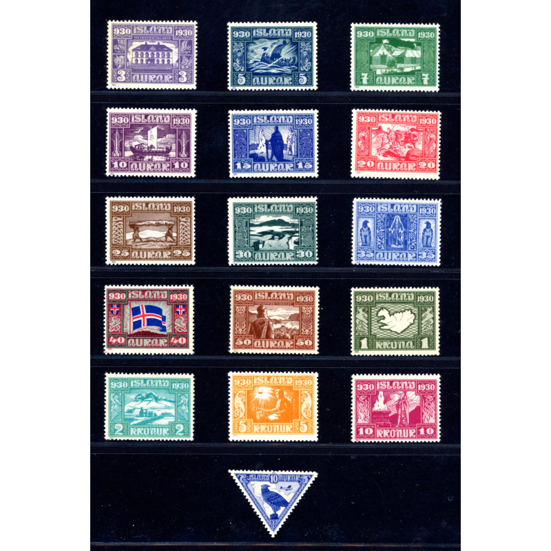 Island. 1930. Altinget 1000-års jubilæum, komplet sæt. AFA nr. 125-40  **  postfrisk st. stemplet FDC