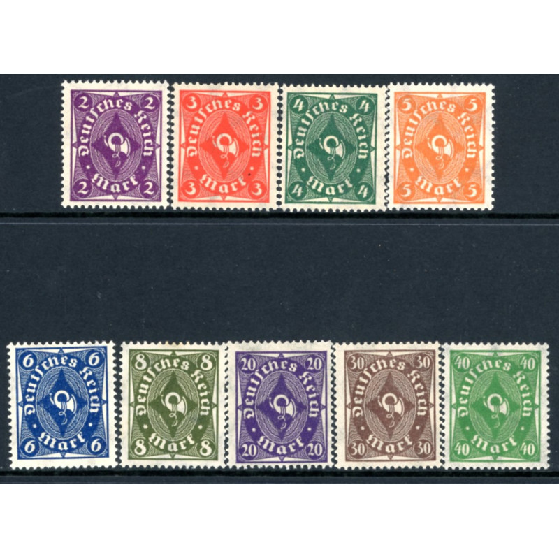 Rige. 1922. Posthorntype. Vm II (med a'er). AFA nr. 227-35 ** (11)    st. used reich