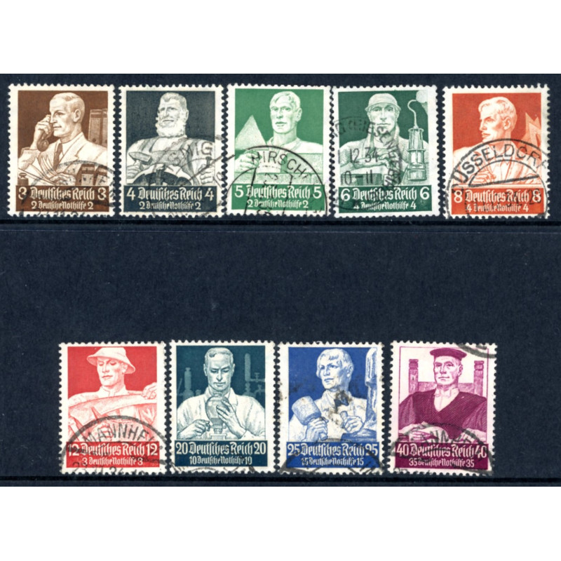 Rige. 1934. Nødhjælp. AFA nr. 549-57 **   stemplet (o)