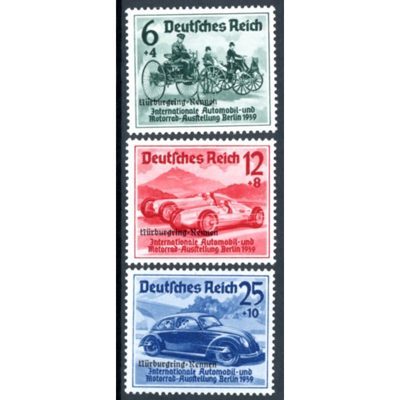 Rige. 1939. Automobiludstilling Nürburgring-Rennen. AFA nr. 690-92 **    stemplet (o)