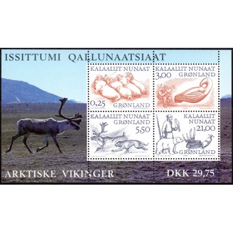 2000. 29,75 Kr. Arktiske vikinger II, i miniark AFA nr. 356 postfrisk stemplet