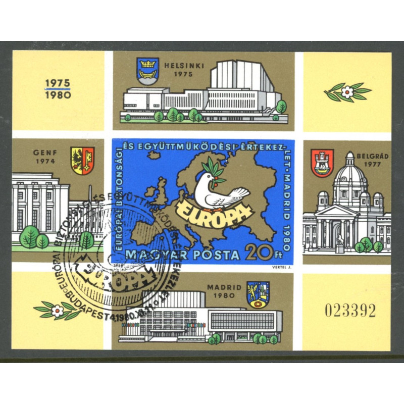 Ungarn/Hungary 1980. Sikkerheds miniark, UTAKKET AFA nr 3349U **