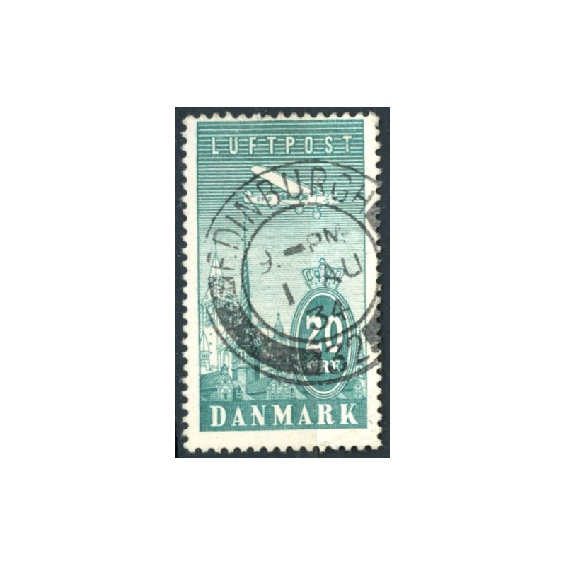 Danmark. 1934. Luftpostmærke stemplet Edinburgh