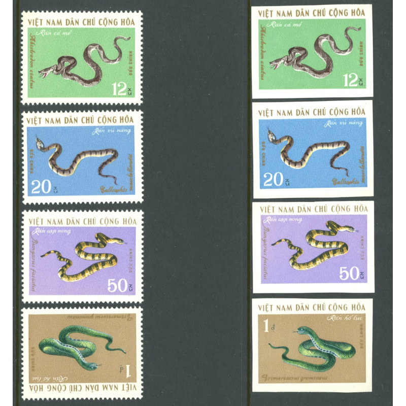 Vietnam. Reptiler. Takket og UTAKKET Michel no. 641-44U **
