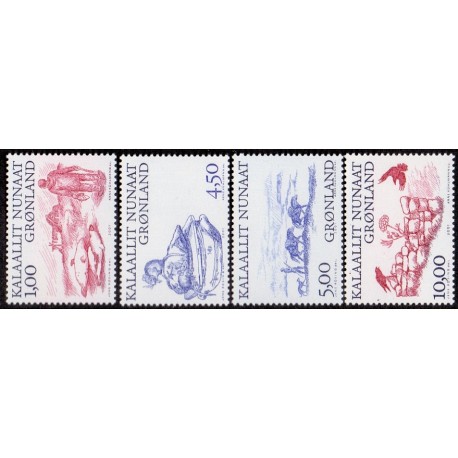2001. 1,00-10,00 Kr. Arktiske vikinger III. AFA nr. 368-71 postfrisk stemplet
