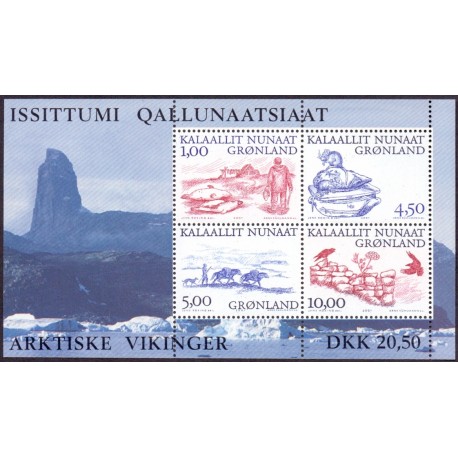 2001. 20,50 Kr. Arktiske vikinger III, i miniark. AFA nr. 372 postfrisk stemplet