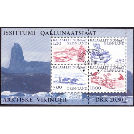 2001. 20,50 Kr. Arktiske vikinger III, i miniark. AFA nr. 372 postfrisk stemplet