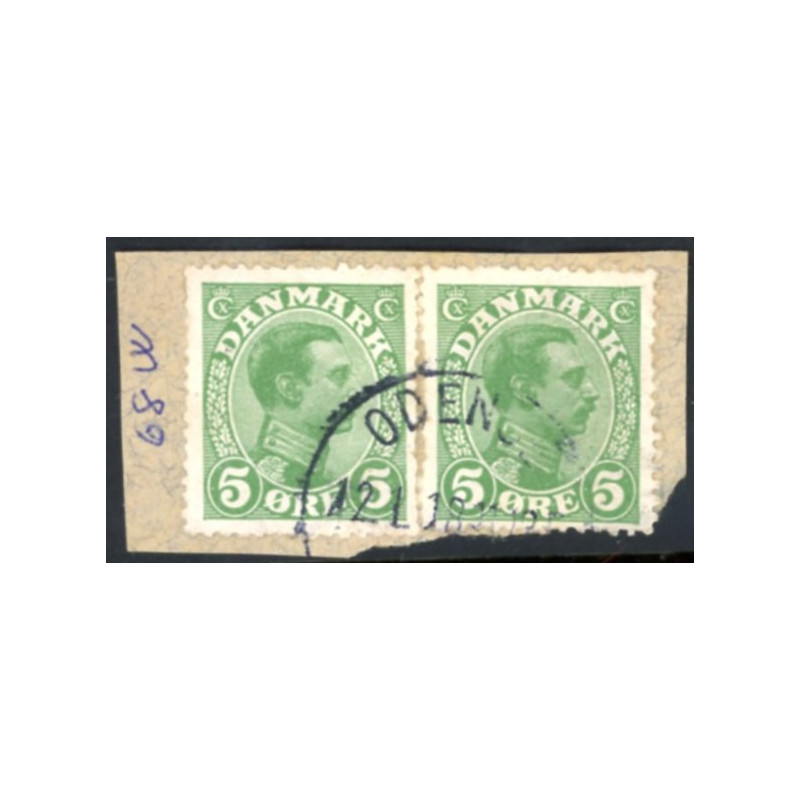 1913. Chr. X, 10 øre med varianten AFA nr. 68w på klip