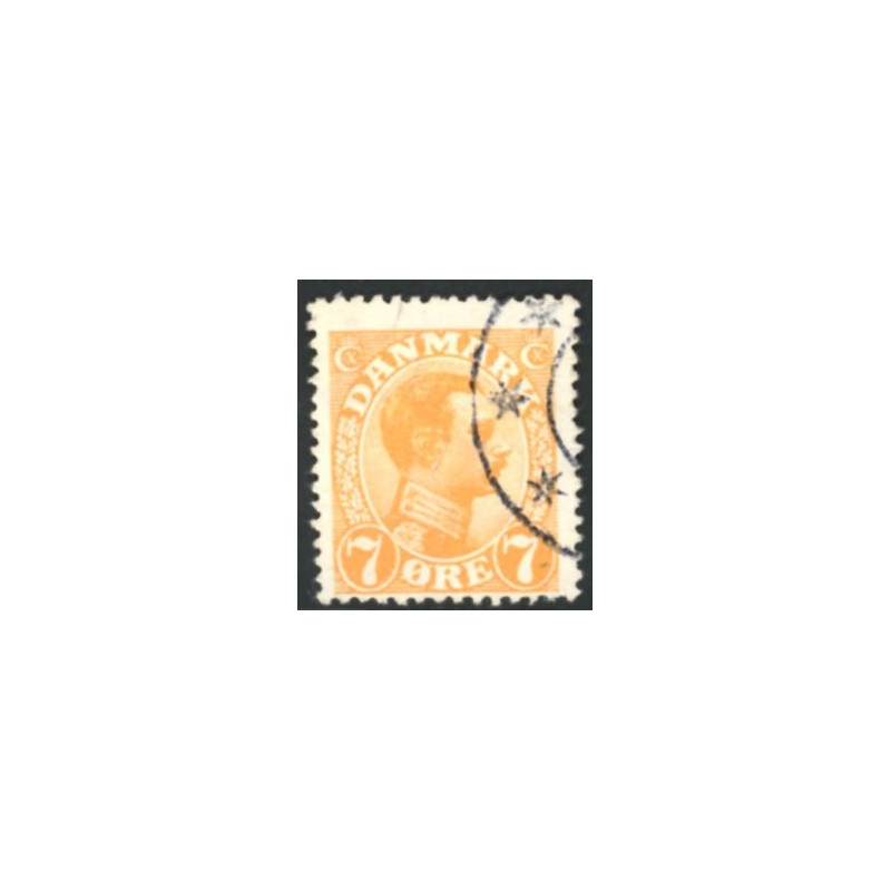 1914. Chr. X. 7 Øre, Orange, med varianten AFA nr 98x (o) **