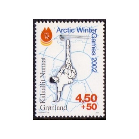 2001. 4,50+0,50 Øre. Arctic Winter Games. AFA nr. 373 postfrisk stemplet