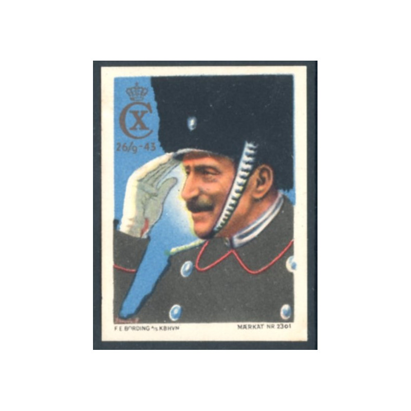 BORDING mærkat. Christian X. 26/9 1943. Nr 2301