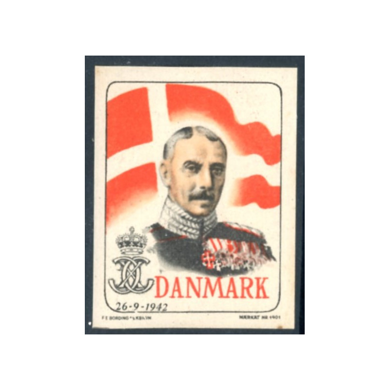 BORDING mærkat. Christian X. 26/9 1942. Nr 1401