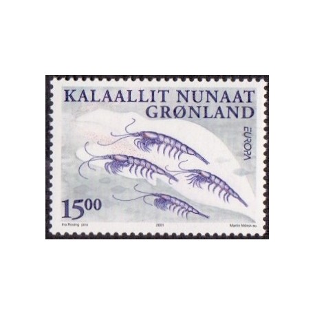 2001. 15,00 Kr. Europamærke / CEPT. AFA nr. 376 postfrisk stemplet