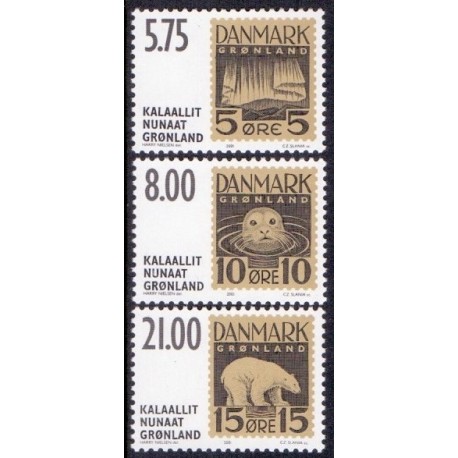 2001. 5,75-21,00 Kr. Frimærkerne som aldrig udkom. AFA nr. 379-81 postfrisk stemplet