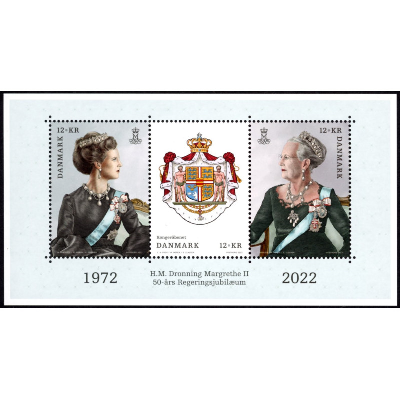 2021. Margrethe 50 års jubilæum AFA nr 2061, miniark. **     (o) postfrisk    Stemplet FDC
