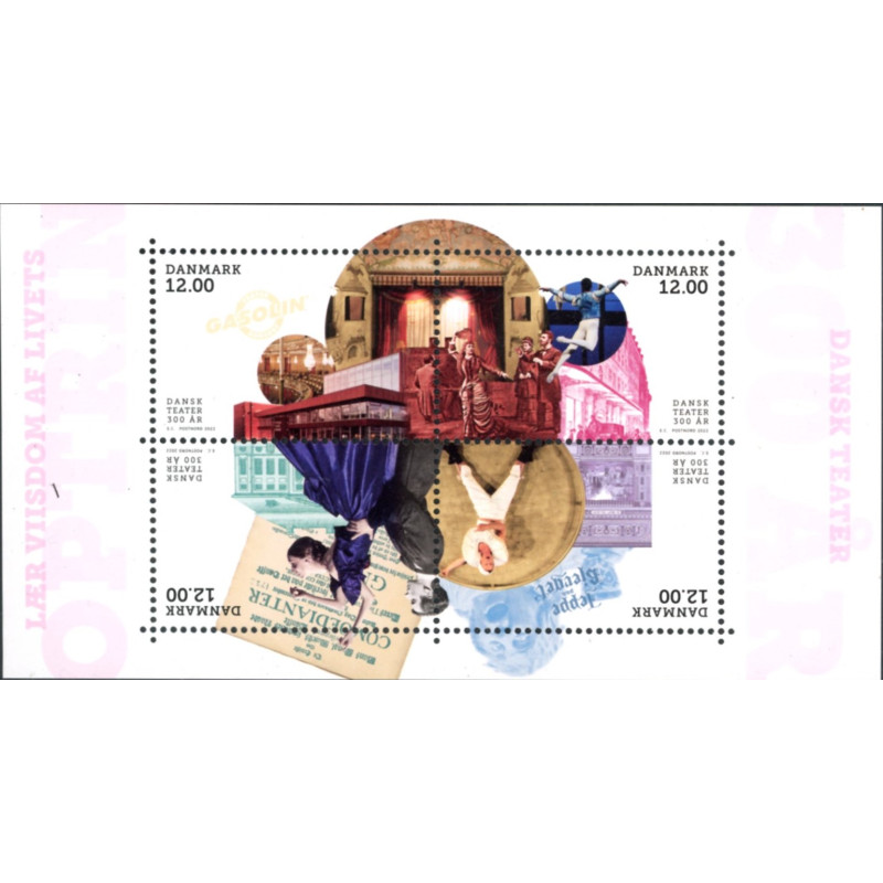 2021. 300-året for Dansk Teater, AFA 2083 i miniark. **     (o) postfrisk    Stemplet FDC
