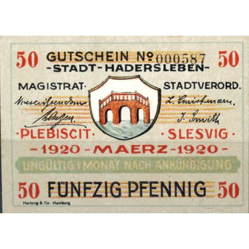 Haderslev. 50 Pf. 1920. Sieg 44 (0)