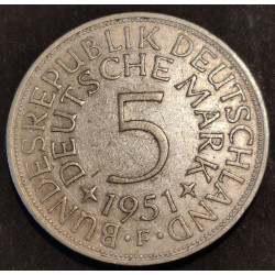 Tyskland-Germany. 5 Deutsche Mark 1951 F
