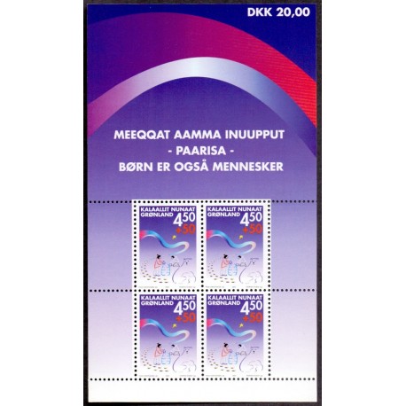 2002. 4,50 Kr. Værestedet Paarisa, i miniark. AFA nr. 387a postfrisk stemplet