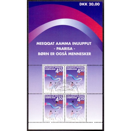 2002. 4,50 Kr. Værestedet Paarisa, i miniark. AFA nr. 387a postfrisk stemplet