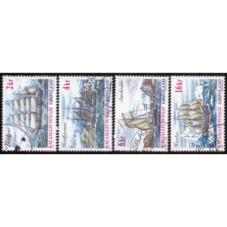 2002. 2,00-16,00 Kr. Skibsfart i Grønland I. AFA nr. 390-3 postfrisk stemplet
