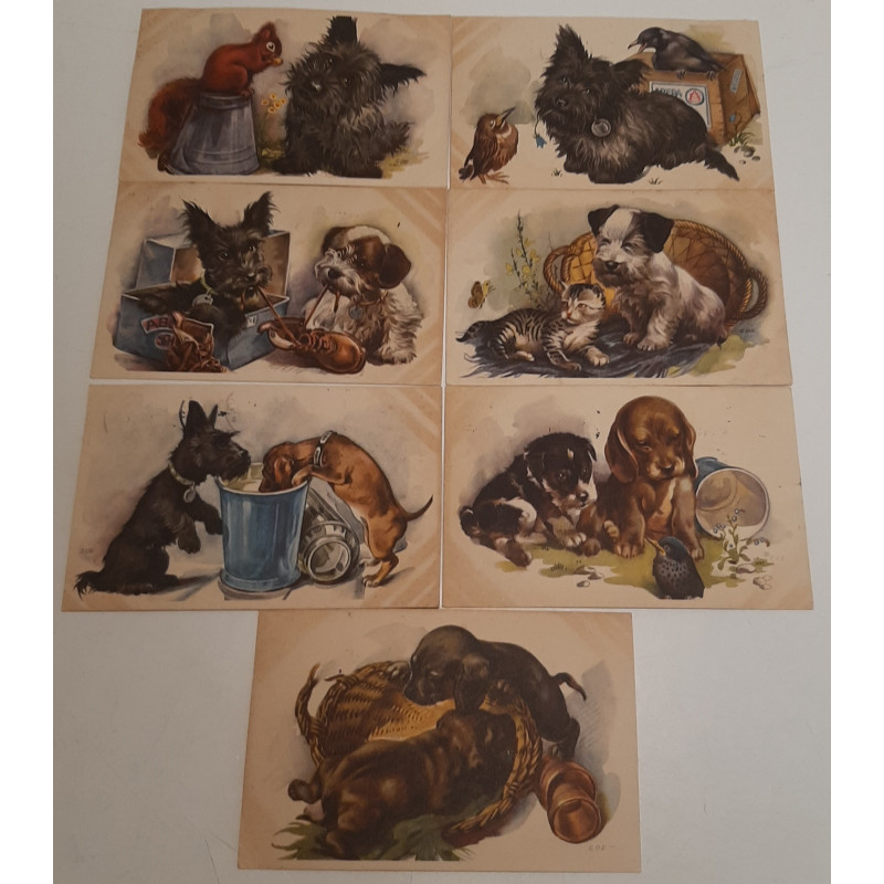 7 EDE. Postkort med Hunde