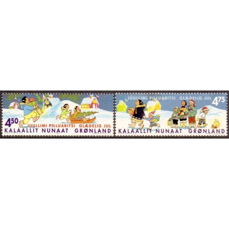 2002. 4,50-4,75 Kr. Julemærker. AFA nr. 399-400 postfrisk stemplet