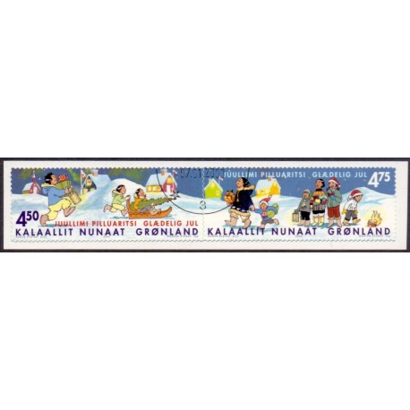 2002. 4,50-4,75 Kr. Julemærker, fra hæfte. AFA nr. 399a-400a postfrisk stemplet