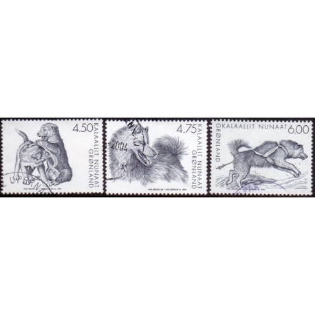 2003. 4,50-6,00 Kr. Slædehunde. AFA nr. 404-6 postfrisk stemplet