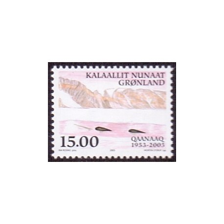 2003. 15,00 Kr. Qaanaaq 50 år. AFA nr. 407 postfrisk stemplet