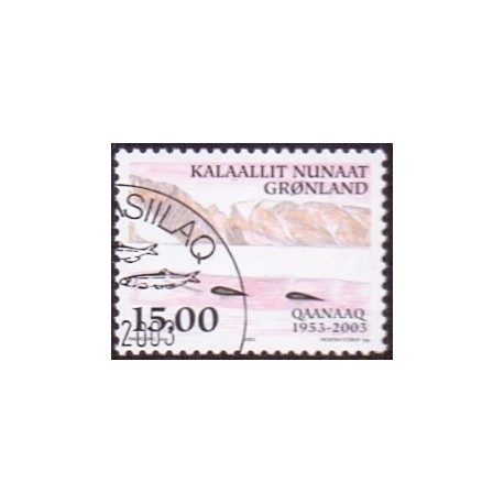 2003. 15,00 Kr. Qaanaaq 50 år. AFA nr. 407 postfrisk stemplet