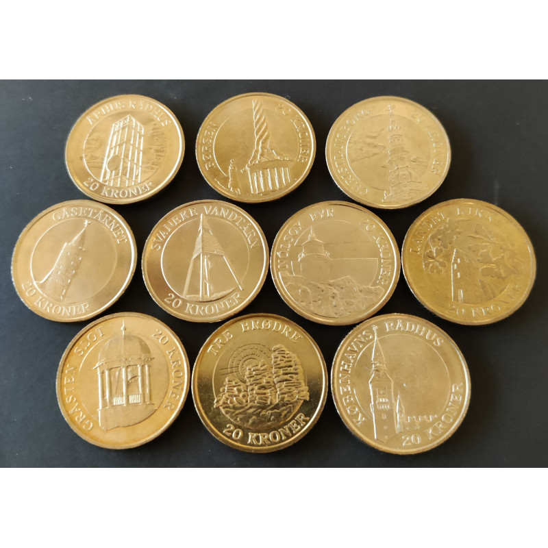 Tårnmønter 2002-2007, komplet serie med 10 stk