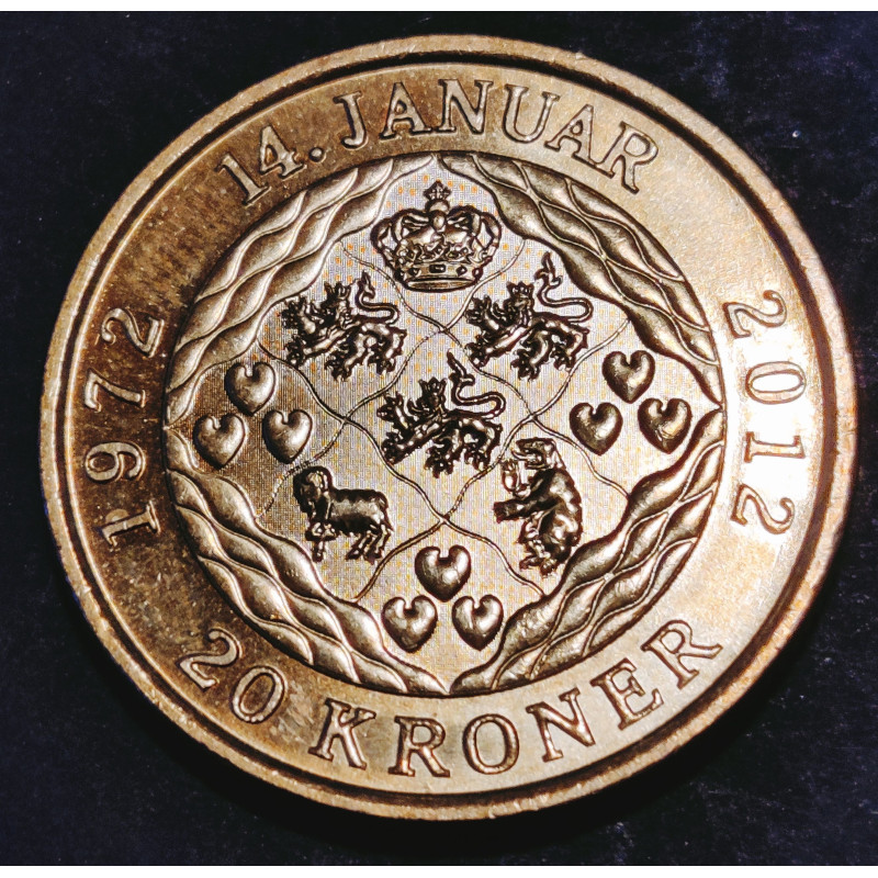 Margrethe II 40-års regeringsjubilæum. 20 kr. 2012