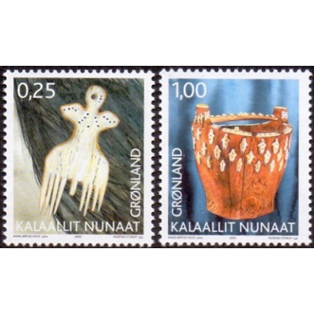 2003. 0,25-1,00 Kr. Grønlands Arv og kultur IV. AFA nr. 409-10 postfrisk stemplet