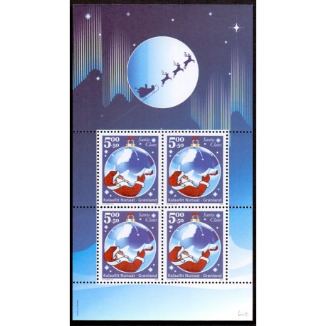 2003. 21,00. Julemanden fra Grønland i miniark. AFA nr. 411a postfrisk stemplet