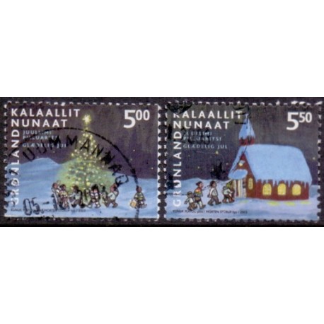2003. 5,00-5,50 Kr. Julemærke. AFA nr. 412-13 postfrisk stemplet