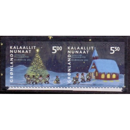 2003. 5,00-5,50 Kr. Julemærke , fra hæfte. AFA nr. 412-13E postfrisk stemplet