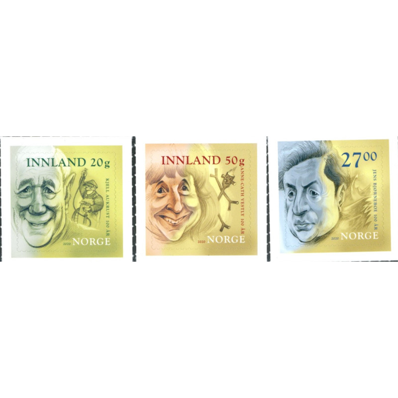Norge. 2020. Forfatterjubilæer, AFA nr. 1992-94 **    stemplet postfrisk FDC (o)