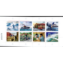 Norge. 1996. Posten 350 år i miniark. AFA nr. 1216-23 ** stemplet postfrisk FDC