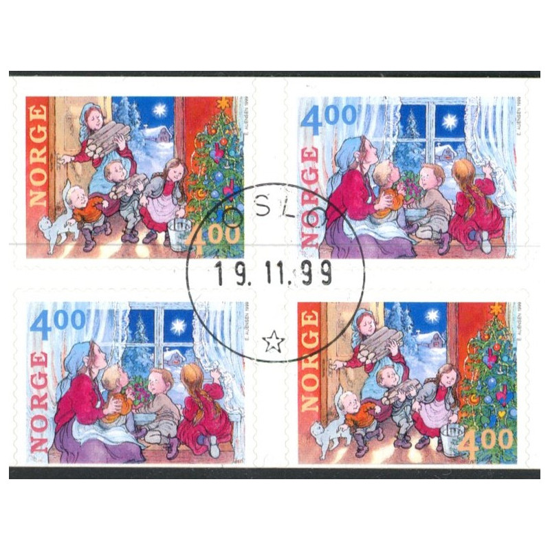 Norge. 1999. Julefrimærker i 4-blok. AFA nr. 1328Co-29Cn  **  stemplet postfrisk FDC