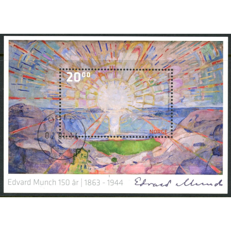 Norge. 2013. Edvard Munch 150 år. Miniark. AFA nr 1806 **  stemplet postfrisk FDC