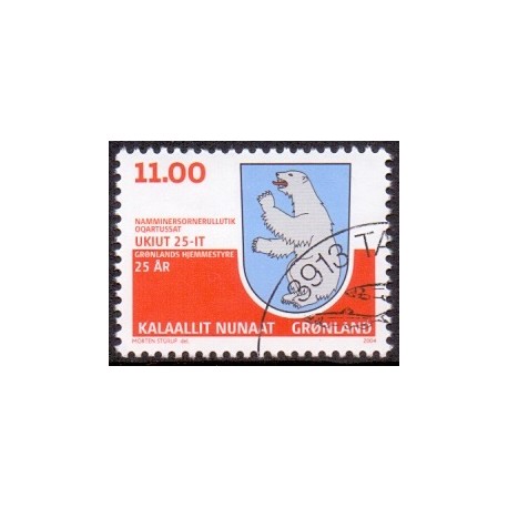2004. 11,00 Kr. Grønlands hjemmestyre 25 år. AFA nr. 421 postfrisk stemplet