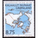 2004. 8,75 Kr. 50 Års civil ruteflyvning. AFA nr. 422 postfrisk stemplet