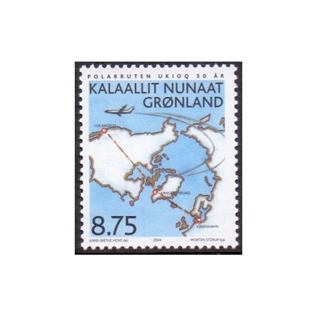 2004. 8,75 Kr. 50 Års civil ruteflyvning. AFA nr. 422 postfrisk stemplet