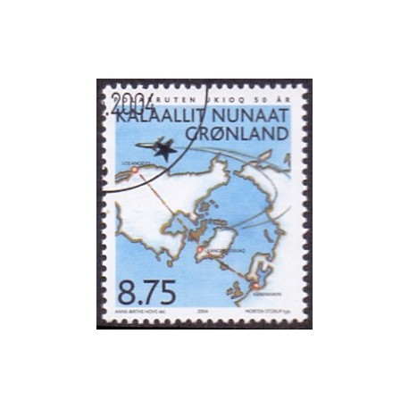 2004. 8,75 Kr. 50 Års civil ruteflyvning. AFA nr. 422 postfrisk stemplet