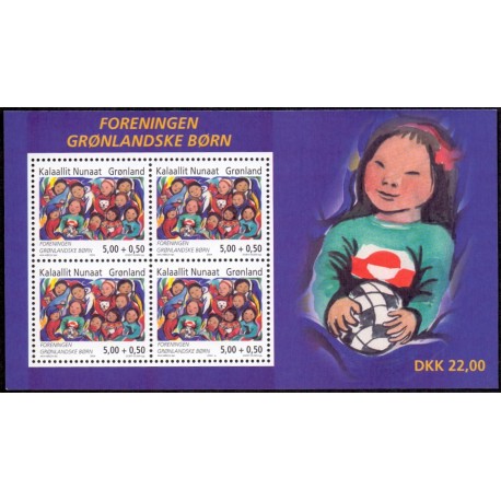 2004. 22,00. Foreningen Grønlandske børn, i miniark. AFA nr. 428a postfrisk stemplet
